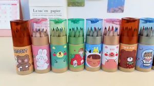 PTT Pensil Warna 12 IN 1 + Serutan Pensil Color Pencils Quality Pensil Warna Karakter Kemasan Tabung Murah Import