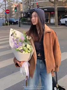 CHOUXIE | Áo Khoác Da và Len Cừu Ngắn Đẹp Dành Cho Người Thon Gọn
