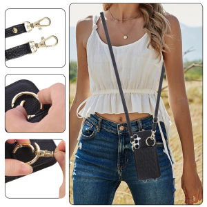 Leather Phone Case with Card Holder Anti-Drop Strap Lanyard Stylish Wallet Design