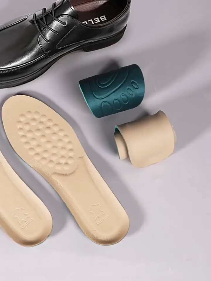 เหงื่อดูดซับแรงกระแทก Insoles สวมใส่ทนต่อความยืดหยุ่นหนังรองเท้าแทรกสปริงกันกระแทกแผ่นรองเท้า U ส้นเท้าถ้วย