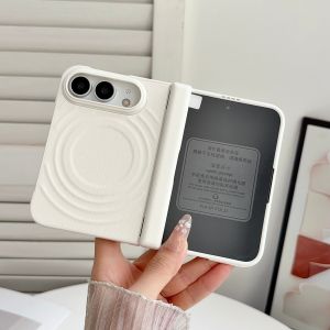 szhaiyu | Magnetic Screen Tempered Glass Wave Pattern Leather Phone Case‌ for IPhone Duo 18 Fold for Magsafe Hinge Protection‌ Cover