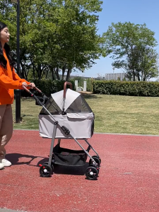 【SG Seller】Pet Stroller Foldable Cat & Dog Carrier Removable Pet Stroller Lightweight Outdoor Stroller with Rain cover