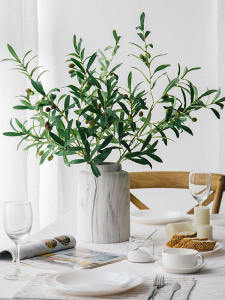 Thực Tế Cao Xanh Lá Cành Ô Liu Nhân Tạo Vật Có Hoa Trang Trí Cho Phòng Khách Lụa Hoa Trang Trí Nhà Giỏ Treo Tường