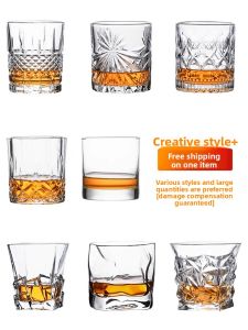 Nordic Classic Crystal Glass Whiskey Beer Cup Set Home Use Eightangular Wine Glasses Premium Quality Bar Dining Tableware