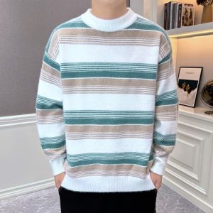ROMON | Lormen Mens Round Neck Knitted Sweater Thickened Warm Casual Style Winter Fashion City Loose Fit Overhead Base Shirt