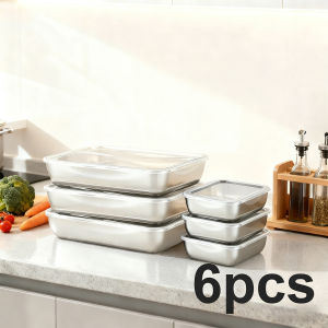 6pcs stainless steel combination food storage container with lid suitable for vegetables fruits fresh meat and various foods