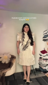 Amyenjoylife Filipiniana Modern Dress For Women Elegant Slim-Fitting Puff-Sleeved Dress For Comfort (Ready In Stock)