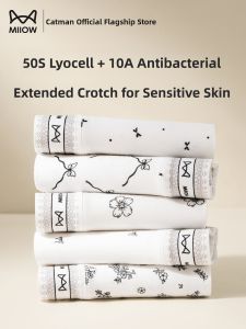 miiow | Antibacterial Pure Cotton Triangle Womens Underwear Cat Person Ryles Mid Waist Butt Covering Breathable Comfortable Briefs