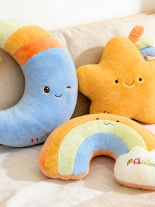 GUAIBUDIAN | Cute Moon Rainbow Plush Pillow Waist Support Nap Pillow