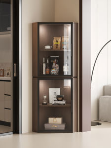 PAMEDI | Customizable Corner Wooden Cabinet Glass Door