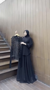 BEST SELLER Clara Dress Bahan Ceruty mix Brukat Premium / Gamis Wanita Terbaru 2025 / Gamis Kondangan Mewah Elegan / Dress Muslim / Fashion Wanita Muslim