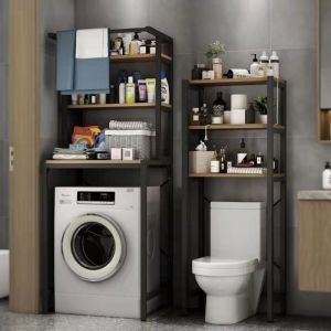 Laundry Room Storage Rack Iron Material Nordic Style Washing Machine Shelf Toilet above Cabinet Wave Drum Balcony Bathroom Organizer