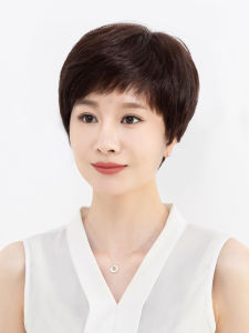 Wig Womens Short Hair Real Hair Full Real Hair Middle-Aged and Elderly Womens Mother Style Full-Head Wig Short Straight Hair Nature Wig Sheath