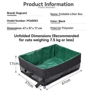 HamshMoc Foldable Portable Cat Litter Box Waterproof Scratch Resistant Travel Cat Toilet For Outdoor Indoor Cats
