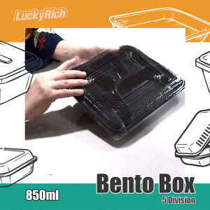 LuckyRich - Bento Box 5 - Division 25/50/100pcs Plastic Food Container with LID Cover