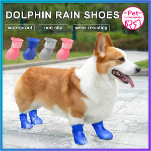 4pcs Waterproof Dog Shoes Boots Non-Slip Rain Shoes Pet Boots