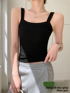 MiiOW | Áo ba lỗ không tay màu đen gợi cảm cho nữ MiiOW Áo ba lỗ không tay vai rộng che mông cổ chữ U mặc trong và ngoài