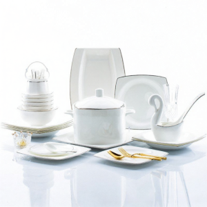Jingdezhen Bone China Ceramic Dining Set With Relief Design