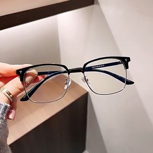 แว่นตาสายสั้น FNCXGE ครึ่งเฟรม รังสีแฟชั่น สไตล์เกาหลี และสไตล์วินเทจ ผู้ชาย ผู้หญิง ป้องกันออโตเมติก