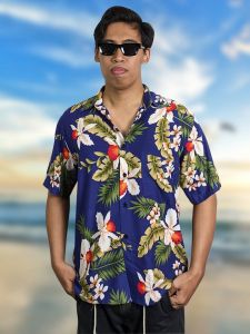 Floral Shirt - Kemeja Pantai Pria Santai | Rocket Bali Ravenala Navy