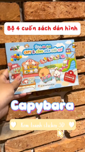 Sách Dán Hình - Combo 2c Capy & chuyến du hành vũ trụ + Capy & công viên giải trí (tặng kèm 2 phòng sticker 3D)
