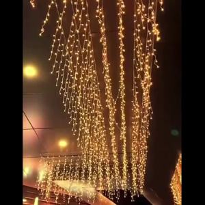 5M-40M LED Icicle Curtain String Fairy Lights Garland Outdoor Christmas Lights New Year Birthday Wedding Street Holiday Decor