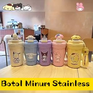 Gelas MUG Karakter Kuromi Melody Cinnamoroll Pompompurin 480 ml SUS 304 Free Box