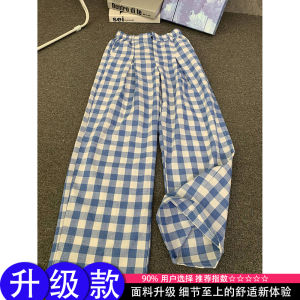 Quần Ống Rộng Kẻ Sọc Xanh Trắng Phong Cách Mỹ Cổ Điển Cho Nam Mùa Hè Mỏng Rộng Rãi Quần Dài Ống Đứng