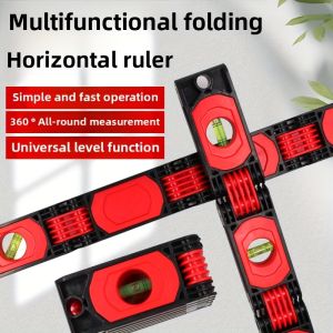 High-Precision Portable Multi-Function Folding Ruler with Magnetic Level for Home Decoration And Woodworking - Vertical Horizont