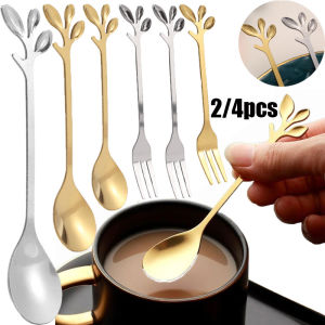 Lá thép không gỉ Bộ muỗng nĩa trái cây tráng miệng muỗng pha cà phê Phụ Kiện Bộ đồ ăn nhà bếp