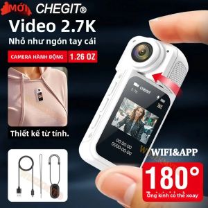 Camera Hành Động Mini 2.7K 1080P Camera Du Lịch Thể Thao Cầm Tay Có Móc Từ Tính Nhẹ 1.26oz 180 Độ °   Camera POV