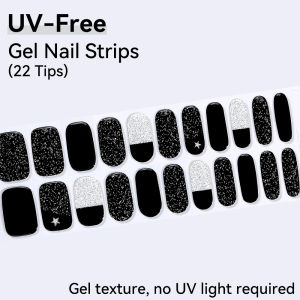 UV FREE Fully Cured Gel Nail Strips 16/22 Tips Self Adhesive Gel Nail Stickers DIY Nail Art Manicure DONT NEED UV LAMP