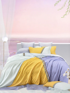 100% Cotton Modern Solid Color Bed Skirt Printing Bed Sheet Set