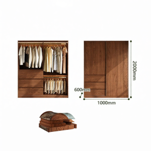 Vintage Style Solid Wood Custom Walnut Color Wardrobe