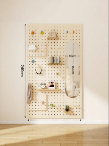 BEIQIVI | Customized Wooden Wall-mounted Mirror with Storage Pegboard