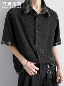 Mark Fairwhale | Patched Plaid Short Sleeve T-Shirt