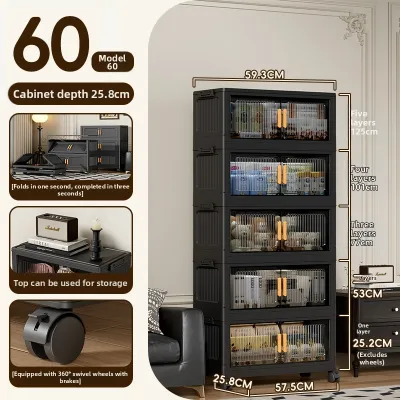Folding No-Assembly Multi-layer Plastic Wardrobe Storage Cabinet