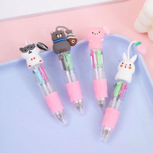 ปากกาลูกลื่น ด้ามสั้น ปากกาจิ๋ว Mini Pen 4สี หลากสี ขนาดเล็ก ลายการ์ตูนน่ารัก 0.5mm เครื่องเขียน คละลาย มี4สีในด้ามเดียว น้ำเงิน ดำ แดง เขียว
