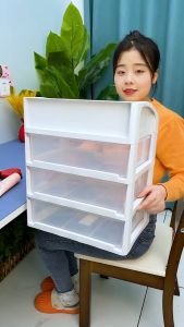 𝗛𝗢𝗩𝗘𝗟𝗦𝗛𝗢𝗣 Storage Box 4 Laci Tempat Make Up Aesthetic Rak Skincare Kosmetik Plastik Meja Serbaguna