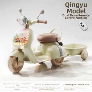 AMEITO | Remote Control Rideable Electric Toy Motorbike with Trailer Toddler