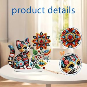 1 piece DIY cat diamond art table to decorate adult single-sided acrylic crystal Rhine stone desktop to decorate home office