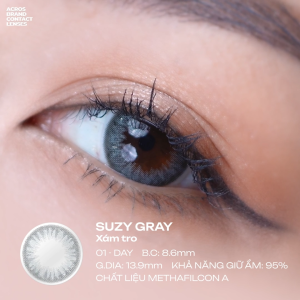 (HOẢ TỐC SG) Kính áp tròng màu Xám tro SUZY GRAY ACROS – Lens dùng 1 ngày