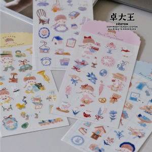 Zhuodawang [Azhuo Artsy Wind Stickers] Matte PVC Waterproof Denim Casual Retro Figure Journal Decoration Diary