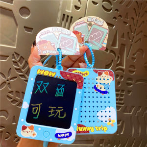 กระดานแม่เหล็กสองด้านรูปแมวและกระต่ายน่ารัก กระดานเขียนด้วยมือ จี้กุญแจ ของขวัญสร้างสรรค์ บรรจุภัณฑ์กระเป๋าสะพายไหล่สองข้าง