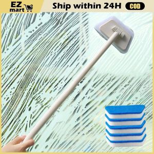 Removable Bathtub Brush Wall Tile Brush Window Glass Sponge Cleaning Brush Floor Cleaning Brush Long Handle Replaceable Head Trapezoidal Bathtub Brush Wall Window Glass Sponge Cleaner