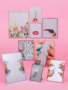Italy Print Seletti Mirror for Lipstick Reapplying Toiletpaper Creative Wall Hanging Mirror Decoration Dressing Table Makeup Mirror