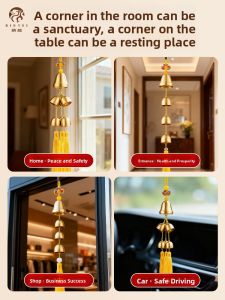 BINYUE | Brass Five-Yellow Two-Black Wind Chimes Loud Jingling Pendant