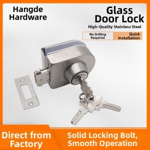 Stainless Steel Central Lock Glass Door Lock Non-Drilling Push Pull Doors