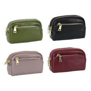 Smart King Coin Purse for Women Genuine Cow Leather Fashion Simple Small Wallet Large Capacity Triple Zipper Storage Bag 1541