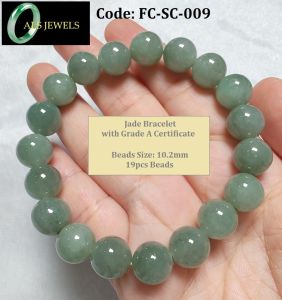 Jadeite Jade Beads Bracelet 10.2mm 缅甸A货翡翠 [蓝绿色手串] - FC-SC-009